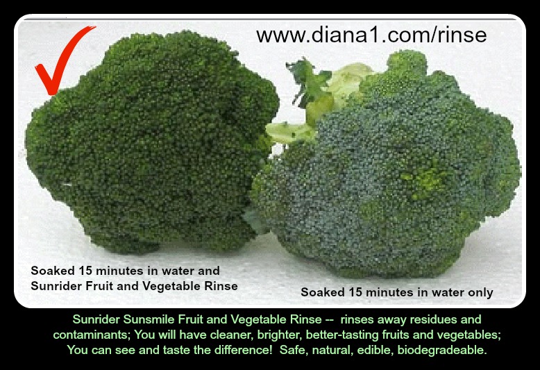 Fruit Vegetable Rinse Sunrider Sunsmile Broccoli demonstration www.diana1.com/rinse